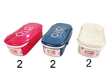 Lunch box, bold colors, 3 assort, 3.82 x 7.40 x 2.24 in, 6pks