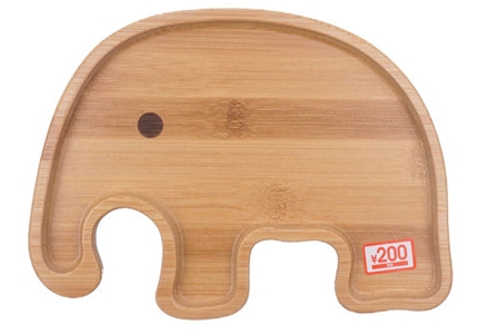 Daiso Japanese Bamboo Dish Animal Bear Elephant  Plate for lunch about 20cm14.5DAISO 