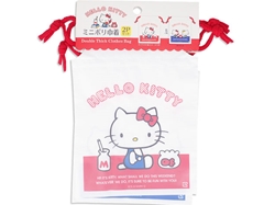 SANRIO KWAII Hello Kitty Drawstring Bag Pouch Case Light with Gusset Bottom Rose 